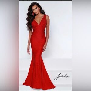 Johnathan Kayne Striking Red Prom Dress